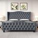 Willa Arlo™ Interiors Vernita 54.3" Handmade Tufted Tall Bed Frame w/ Headboard, Tall Wing-Back Platform Bed Upholstered/ in Gray | Wayfair