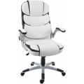 Jamais utilisé] Chaise de bureau HHG 507 chaise pivotante, fauteuil directorial, similicuir blanc