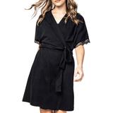 Lace Trim Cotton Jersey Robe