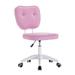 PU Makeup Office Desk Chair Bling Desk, Armless Vanity Desk Task Chair with Wheels 360°,Bling Desk Nail Desk for Women