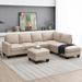 104 inch L Shape Linen Fabric Sectional Sofa, Convertible 7 Seat Couch with Chaise Lounge and Movable Ottoman, for Living Room