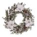 Transpac Artificial 24 in. Multicolor Christmas Winter Berry Poinsettia Wreath - Green/White