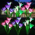 Outdoor Solar Lights 8 Pack Solar Garden Lights with Bigger Lily Flowers Waterproof 7 Color Changing Outdoor Lights - Bigger Solar Panel for Garden Patio Yard Pathway Decoration