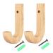 2pcs Creative Wooden Hanger Coat Hook Wall Mounted Hook Simple Hat Hanger Modern Clothes Hook with Expansion Pipe and Screw (Wood Color)