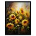 Sunflower Field Vibrant Oil Painting Yellow Orange Green Large Flower Summer Blooms Nature Colourful Bright Floral Modern Artwork Art Print Framed Poster Wall Decor 12x16 inch