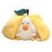 Pontos Duck Plush Toy Adorable Appearance Zipper Design Extra Soft Fully Filled Vivid Expressions PP Cotton 2-in-1 Reversible Heart Duck Plush Toy Cushion for Kids