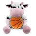 DolliBu Cow Stuffed Animal with Basketball Plush - Soft Huggable Cow Adorable Playtime Cow Plush Toy Cute Wildlife Gift Plush Doll Animal Toy for Kids and Adults - 6 Inches