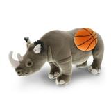 DolliBu Rhino Stuffed Animal with Basketball Plush - Soft Huggable Rhino Adorable Playtime Rhinoceros Plush Toy Cute Wildlife Gift Plush Doll Animal Toy for Kids and Adults - 13 Inch