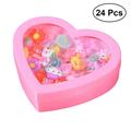 FRCOLOR 24pcs Little Girls Jewelry Rings Cartoon Rings Toy with Heart Box Kids Birthday Party Favor Dress Up Accessory