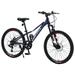 24 inch Mountain Bike for Kids Shimano 7-Speed Mountain Bike for Girls and Boys Blue