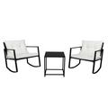 3pcs Single Rocking Chair Coffee Table Set Comfortable Weather-resistant Uv-resistant For Garden Decoration
