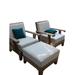 Caranas 3 Pc Lounge Chair Set: 2 Lounge Chairs & Ottoman With Cushions in Sunbrela Fabric #57003 Canvas White