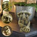 Weloille Home Troll Statues Decor Gargoyle Statues Cast Stone Trolls Gothic Sculpture Home Garden Art Decorations Exquisite Stone Statues for Indoor Outdoor