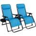 Zero Gravity Chairs Set of 2 X-Large Outdoor Lounge Lawn Chair with Cup Holder & Detachable Headrest Adjustable Folding Patio Recliner for Pool Porch Deck Oversize (Blue)
