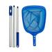 DagobertNiko Swimming Pool Leaf Skimmer Net With 3 Sections Telescopic Aluminum Pole & Nylon Medium Fine Mesh Pool Net Pool Cleaning Tool For Removing Leaves & Debris