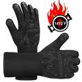 Hamitor A Pair of BBQ Gloves 800â„ƒ/1472â„‰ Heat Resistant Grill Gloves Silicone Gloves Anti-scald Insulated Gloves for Barbecue Cooking Baking Welding (Black)