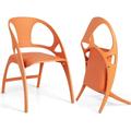 Folding Dining Chairs Set of 2 Plastic Dining Chairs with Armrest and High Backrest 330 LBS Indoor Outdoor Modern Dining Chairs for Dining Room Kitchen Orange