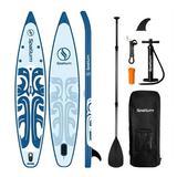 Spatium SUP Paddle Board Inflatable Stand Up Paddle Board with Backpack Pump Fins Safety Rope Aluminum Paddles Mobile Phone Waterproof Bag Repair Kit Inflatable Paddle Board for Adults Blue Wave