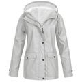Azrian Womens Coats and Jackets Clearance Womenâ€™s Solid Rain Jacket Outdoor Jackets Waterproof Hooded Raincoat Windproof Clearance Sale