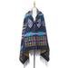 Women s Bohemian Casual Shawl Fringe Poncho Loose Vintage Patterned Cardigan for Cold Weather Christmas Blanket Scarf Gifts - Navy