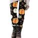 YFPWM Halloween Leggings for Women Funny Graphic Pants Print Tight Leggings High Waist Pants Pumpkin Black XXL
