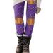 YFPWM Halloween Print Leggings for Women Halloween Print Tight Leggings High Waist Pants Witch Purple M