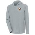 Men's Antigua Gray Pittsburgh Penguins Strong Hold Long Sleeve Henley Hoodie T-Shirt