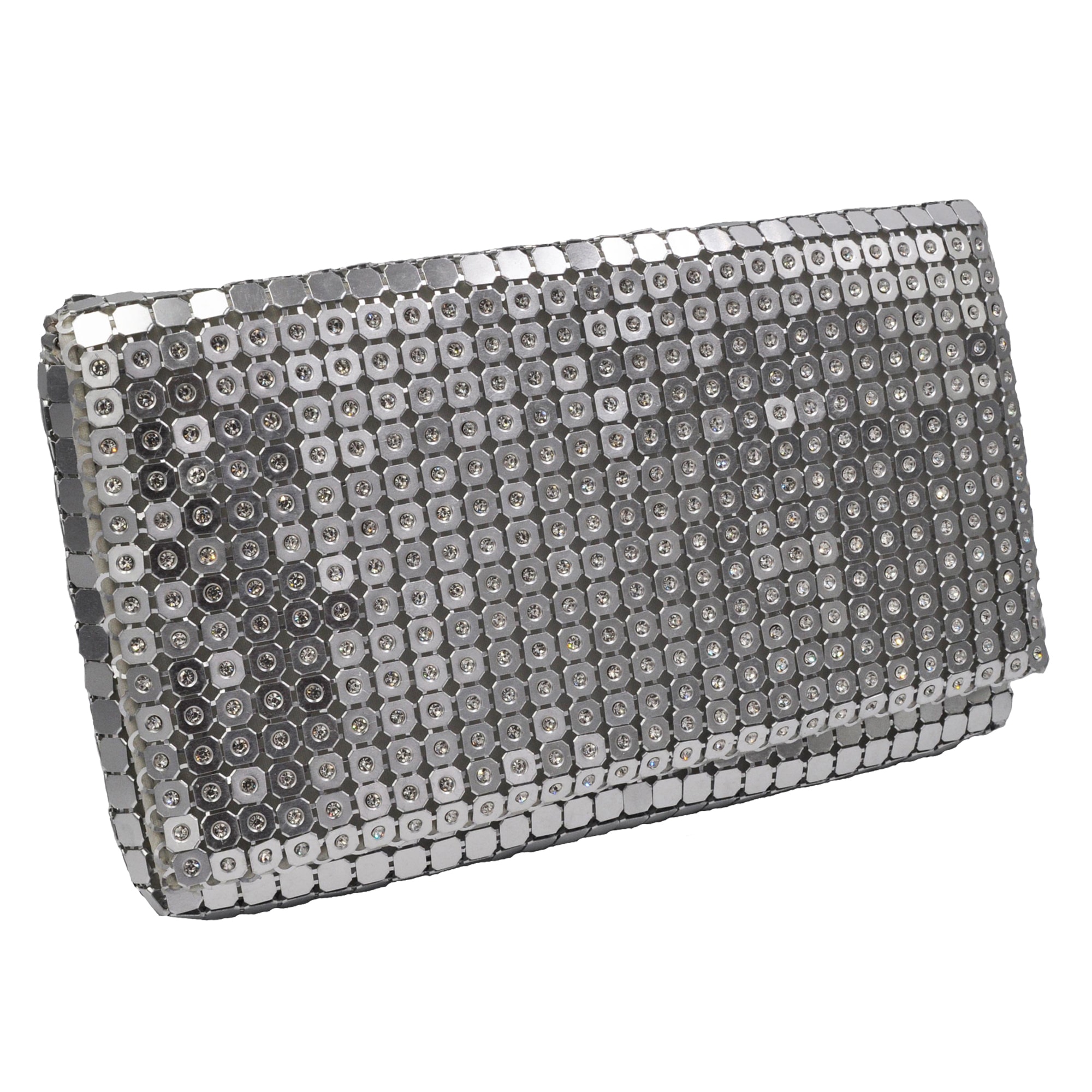 Abendtasche STEUER "Metall Plättchen mit Kristallen", Damen, Gr. B/H/T: 150cm, silber, Taschen Image