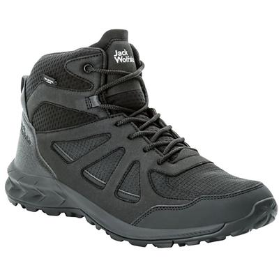 Wanderschuh JACK WOLFSKIN "WOODLAND 2 TEXAPORE MID M", Gr. 44,5, schwarz, Synthetik, Textil, sportlich, Schuhe, wasserdi