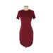 Windsor Casual Dress - Bodycon Crew Neck Short sleeves: Burgundy Solid Dresses - Women's Size X-Small