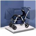 2 Baby Strollers Carriage for Newborn, Twins Stroller for Infant and Toddler Can Sit Lie Detachable Pushchair Folding Double Prams Trolley Portable Strollers with Mosquito Net (Color : Blue A)