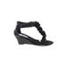 Patrizia by Spring Step Wedges: Black Solid Shoes - Women's Size 39 - Open Toe