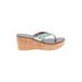 Sam Edelman Wedges: Slip-on Platform Boho Chic Green Print Shoes - Women's Size 8 1/2 - Open Toe