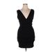 Emerald Sundae Casual Dress - Party V Neck Sleeveless: Black Solid Dresses - Women's Size X-Large