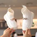 Bottes chaussettes en cuir pour filles semelle souple princesse chic décontractée pour enfants