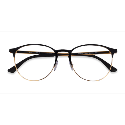 Unisex s round Gold Black Metal Prescription eyeglasses - Eyebuydirect s Ray-Ban RB6375