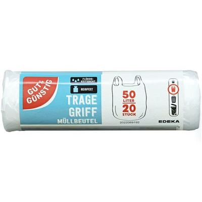 Gut und Günstig 20 Müllbeutel 50 L mit Tragegriff weiß, 72 cm Image