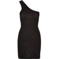 Stillkleid URBAN CLASSICS "Damen Ladies Rib One Shoulder Dress" Gr. XS, US-Größen, schwarz (black) Damen Kleider