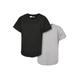 Kurzarmshirt URBAN CLASSICS "Herren Boys Long Shaped Turnup Tee 2-Pack" Gr. 158/164, grau (grey black) Jungen Shirts T-Shirts