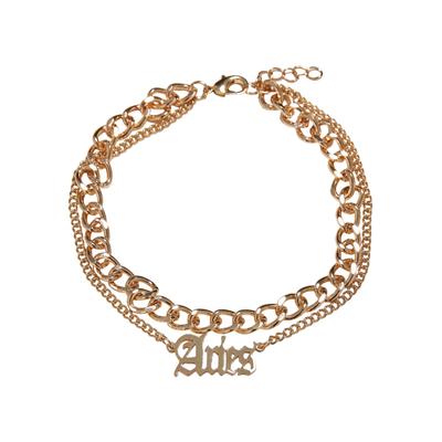 Fußkette URBAN CLASSICS "Urban Classics Unisex Zodiac Golden Anklet" Gr. L, gold (aries), Fußkettchen, Damen, L/XL, Edelstahl-Metall, Edelstahl, Metall, Fußkettchen Image