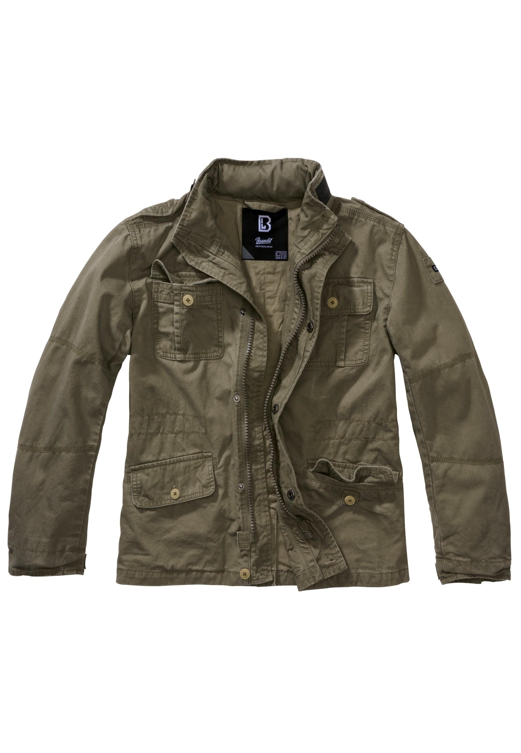 Allwetterjacke BRANDIT "Brandit Herren Kids Britannia Jacket", Herren, Gr. 122/128, grün (olive), 100% Baumwolle, unifarben, normal, amerikanischer Ausschnitt, Jacken Image