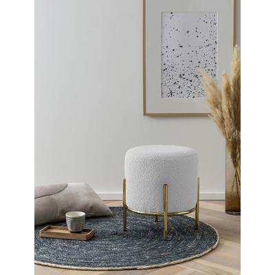 Polsterhocker SALESFEVER, weiß (weiß, gold), B:35cm H:38cm T:35cm, Bouclu00e9 Stoff (100% Polyester), Metall, Hocker, mit Design-Gestell aus goldfarbenem Metall Image