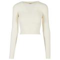 Rundhalspullover URBAN CLASSICS "Urban Classics Damen Ladies Short Rib Knit Twisted Back Sweater", Damen, Gr. 5XL, beige (sandweiß), 35% Polyacryl, 35% Viskose, 30% Polyamid, unifarben, klassisch, relaxed fit, Rundhals, Langarm, Pullover...