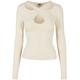 Longsleeve URBAN CLASSICS "Damen Ladies Crossed Cut Out Longsleeve" Gr. L, beige (whitesand) Damen Shirts V-Shirts