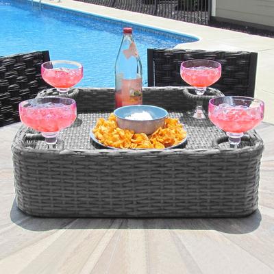 Sunjoy Floating Pool Tray 36x24'' Aluminum Frame Pool Accessory Tray