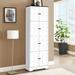 Tall Storage Cabinet with 8 Doors and 4 Shelves, Wall Storage Cabinet for Living Room, Office, Bedroom