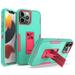 Hybrid Case for iPhone 15 Pro Max Protective Slim Cover Heavy Duty Rugged Shockproof with Kickstand Support Magnetic Car Mount Hard PC Armor Case for iPhone 15 Pro Max Green+Rose