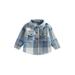 Little Kids Toddler Baby Boy Girl Shirt Jacket Plaid Button Down Fall Flannel Shacket Coat Tops