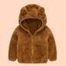 VerPetridure Toddler Baby Boys Girls Plush Hooded Jacket Cute Bear Ears Hoodies Coat Winter Thicken Warm Outwear for Kids Size 6M-4T