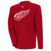 Men's Antigua Red Detroit Wings Flier Bunker Tri-Blend Pullover Sweatshirt
